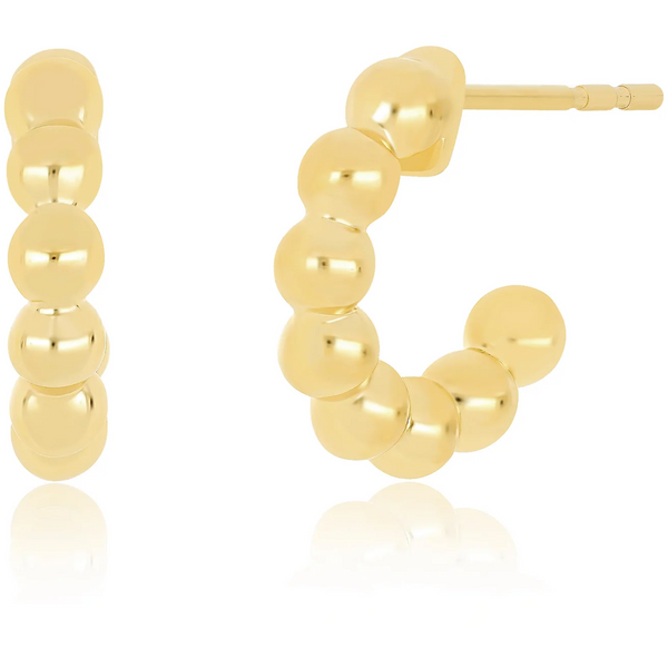 EF Collection Gold Mini Ball Hoop Earring