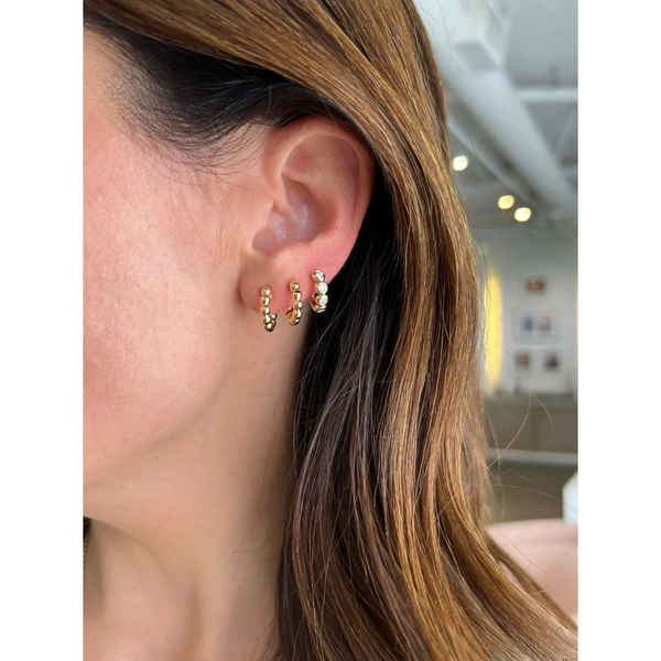 EF Collection Gold Mini Ball Hoop Earring