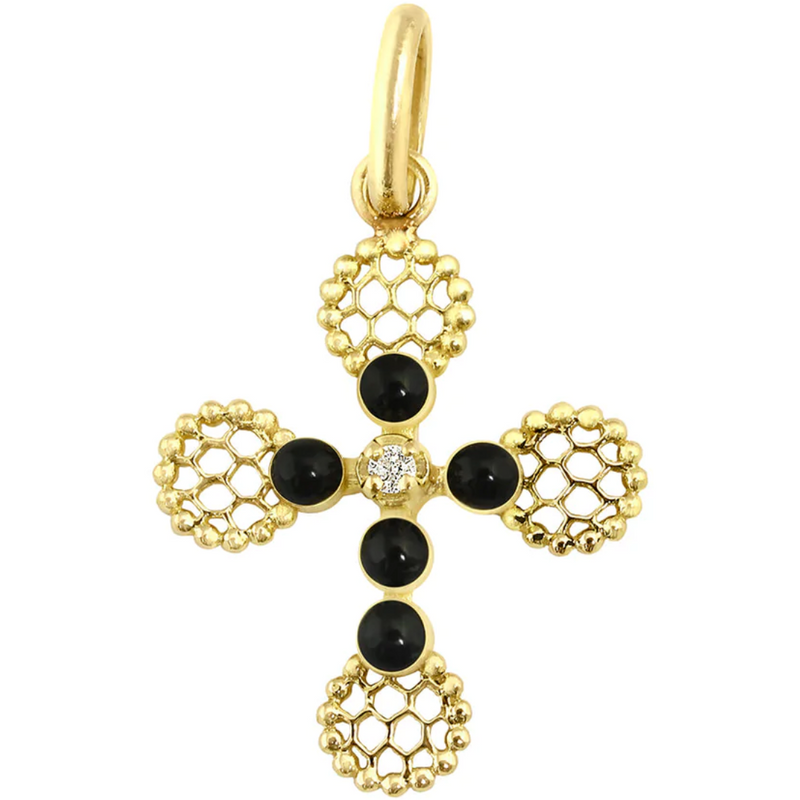 Gigi Clozeau Pearled Lace Cross Pendant