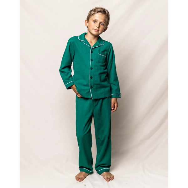 Petite Plume Forest Green Classic Flannel Pajama Set