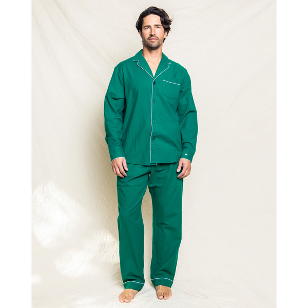 Petite Plume Men's Forest Green Classic Flannel Pajama Set