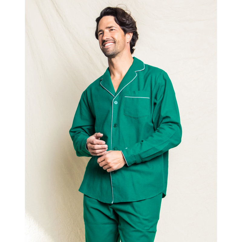 Petite Plume Men's Forest Green Classic Flannel Pajama Set