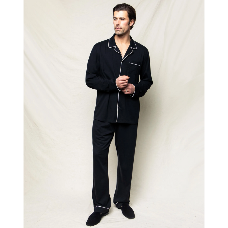 Petite Plume Men's Luxe Pima Cotton Black Pajama Set