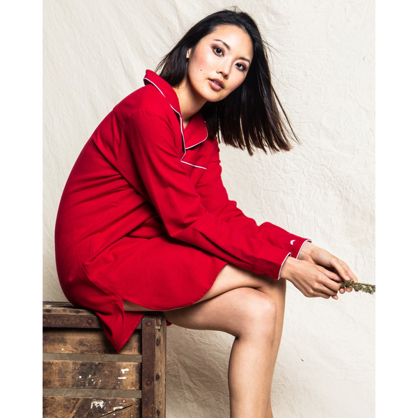 Petite Plume Women's Red Flannel Nightshirt