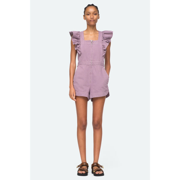 Sea NY Suri Stretch Cotton Canvas Romper Lilac