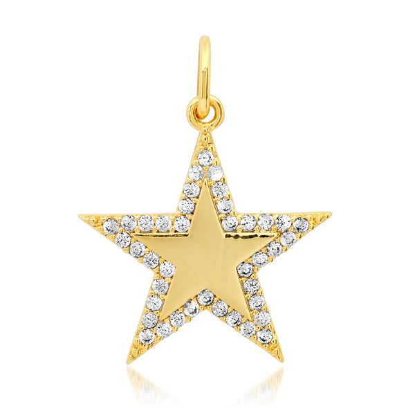 Tai Gold star charm with clear CZ trim
