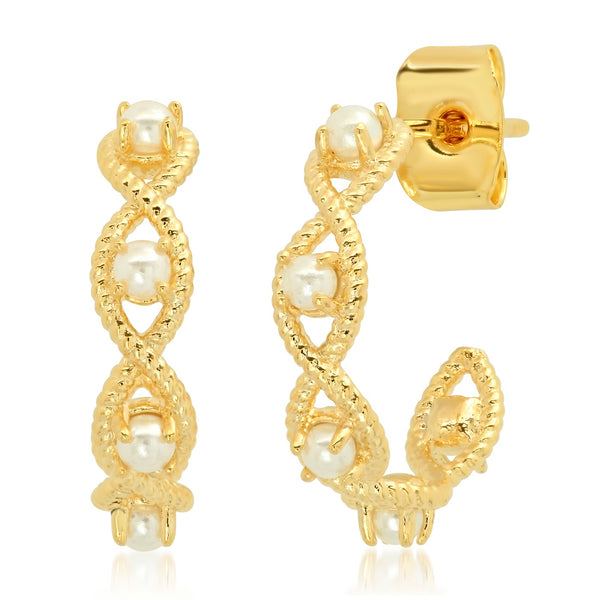 Tai Gold hoop earrings with spaced out pearls