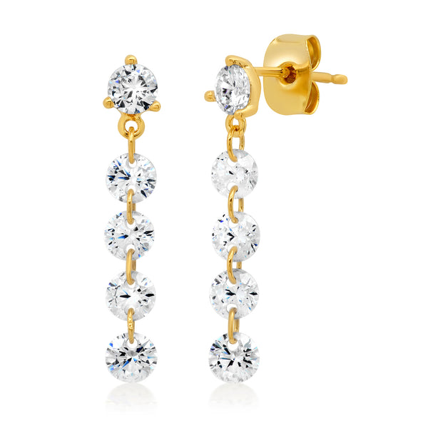 Tai Multiple unset CZ drop earrings