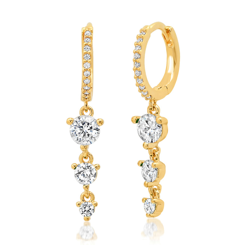 Tai Gold clear huggie earrings with drops