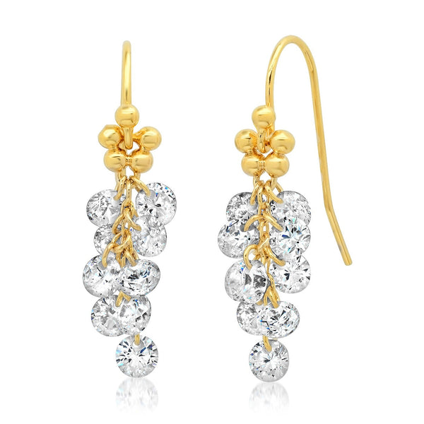 Tai Gold French Wire - elongated cluster CZ earrings