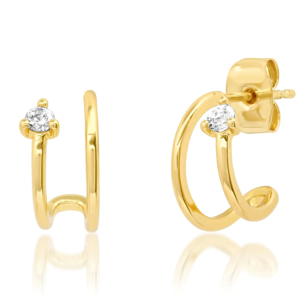 Tai Gold double wrap huggie earrings with 1 CZ