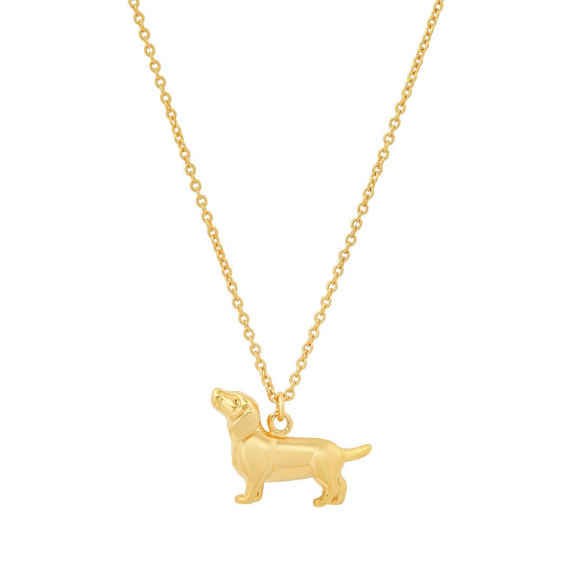 Tai Gold simple chain necklace with sausage dog charm