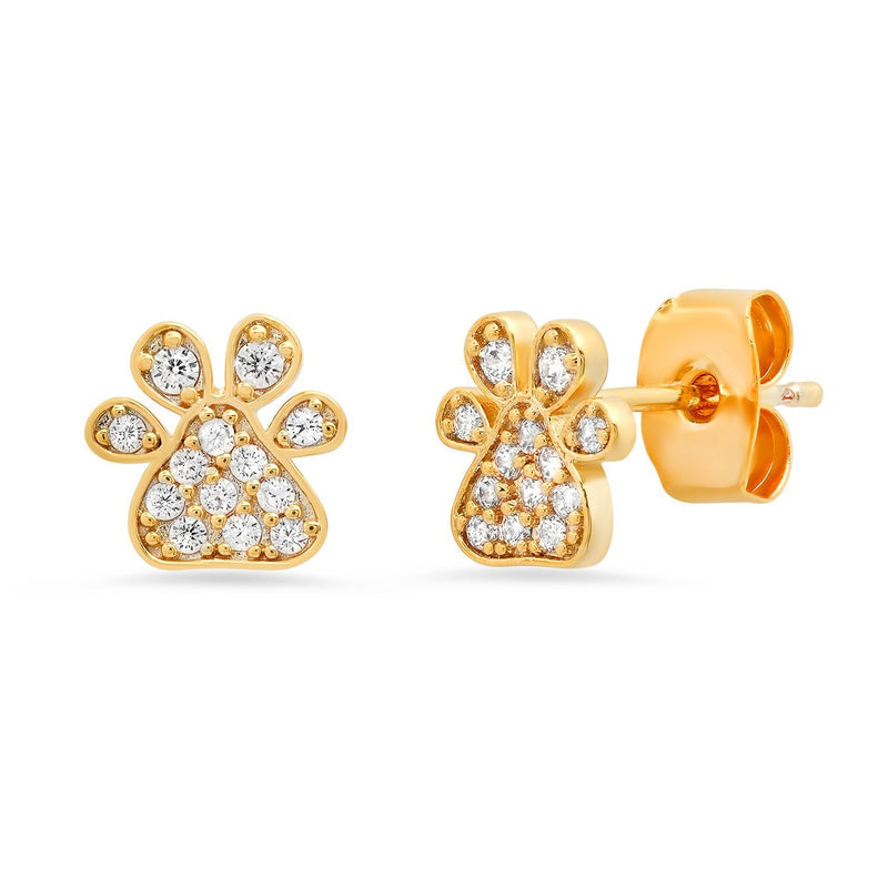 Tai Gold CZ paw print posts