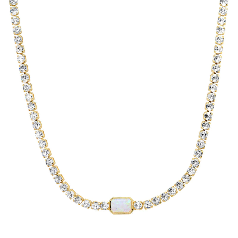 Tai Gold tennis chain necklace with emerald cut