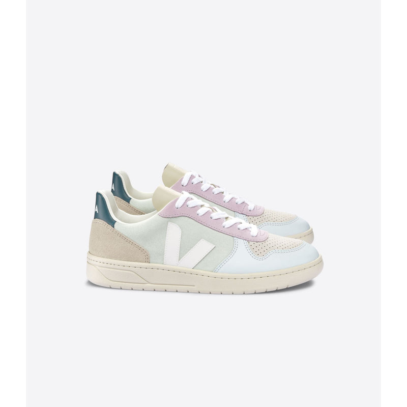 VEJA V-10 Suede Jade White-Multico