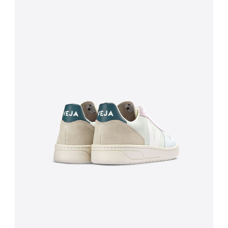 VEJA V-10 Suede Jade White-Multico