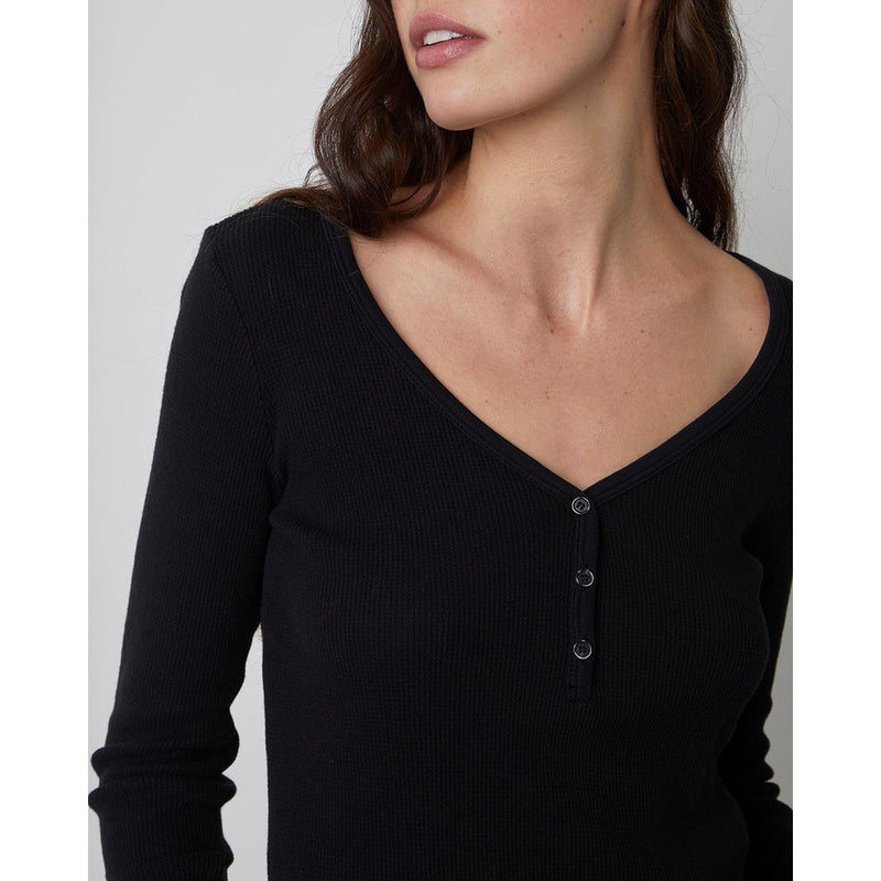 Velvet Hilary LS Henley Top Black