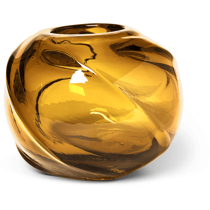 Ferm Water Swirl Vase - Round - Amber
