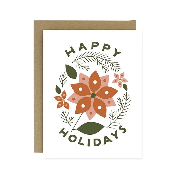 Worthwhile Paper Happy Holidays Poinsettia Card