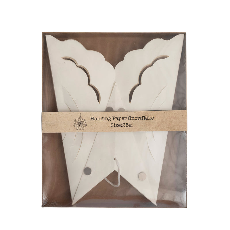 25"H Paper Snowflake Ornament, White