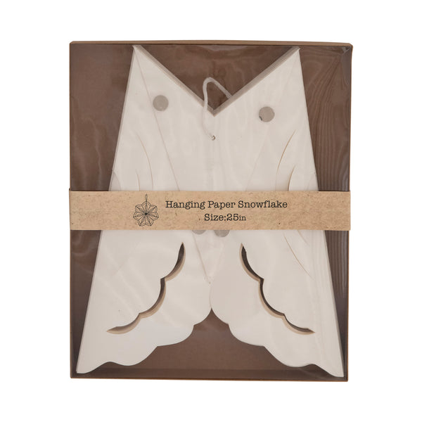 25"H Paper Snowflake Ornament, White