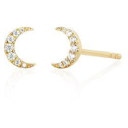 EF Collection Mini Diamond Moon Stud Earring (SINGLE)