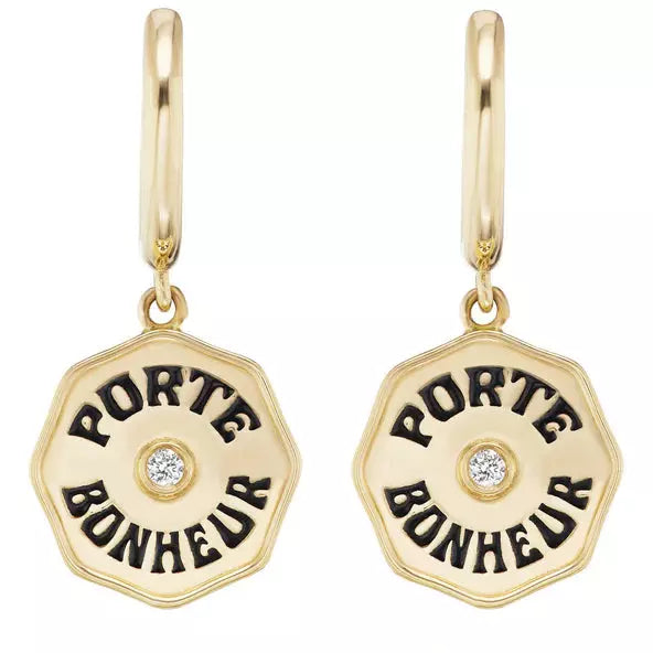 Marlo Laz Wee Porte Bonheu Earrings White Diamond