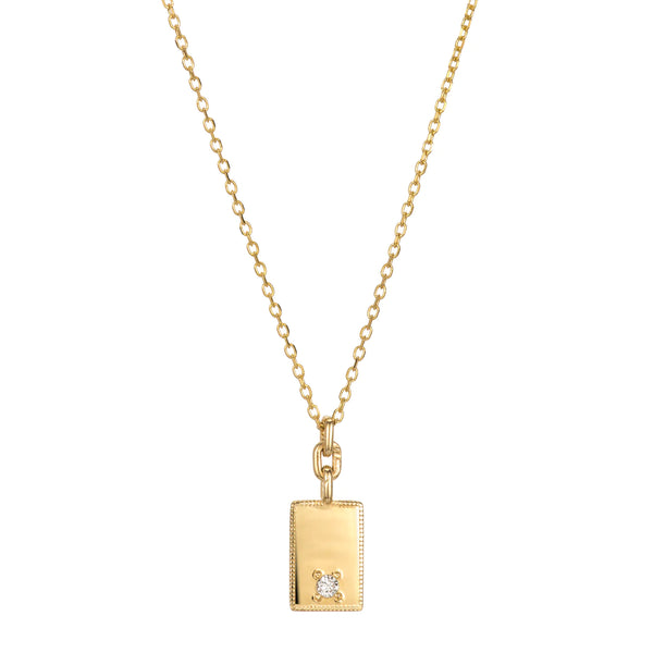 Jennie Kwon Designs Emerald Rectangle Mirror Pendant Necklace