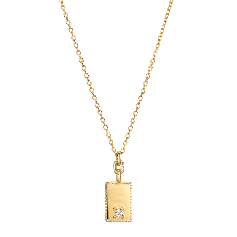 Jennie Kwon Designs Emerald Rectangle Mirror Pendant Necklace