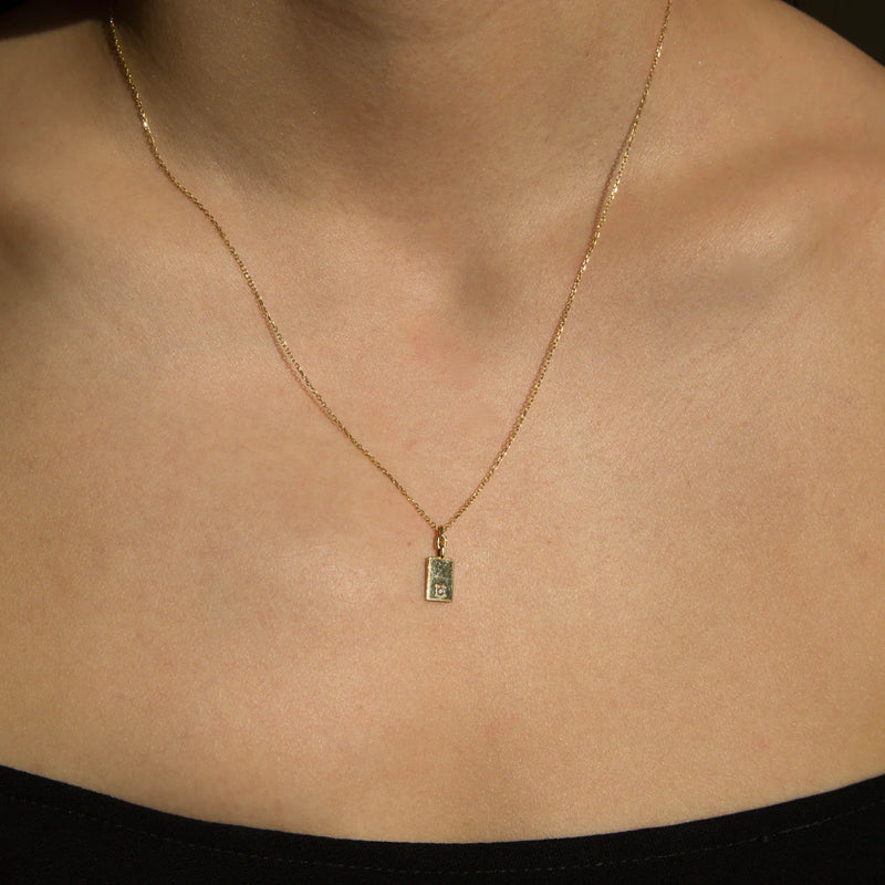 Jennie Kwon Designs Emerald Rectangle Mirror Pendant Necklace