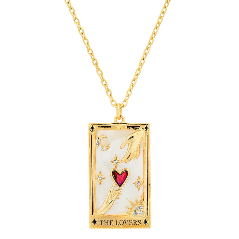 Tai Gold chain link necklace with lover's tarot accent